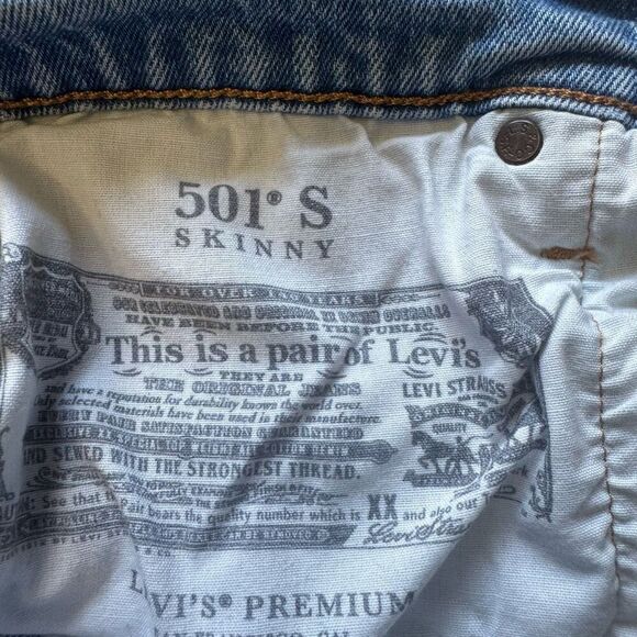 Levi’s Premium Denim 501 Size 27 High Rise Women’s Skinny Blue Jeans Button Fly - Picture 6 of 12
